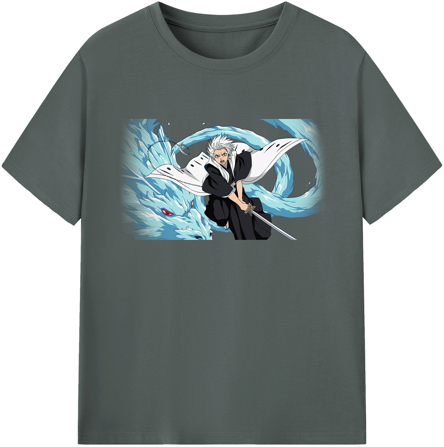 （画像用） ブリーチ 日番谷冬獅郎（ひつがや とうしろう） BLEACH Hitsugaya Toushirou 綿100％ メンズ半袖Tシャツ｜肌触りやわらか＆通気性